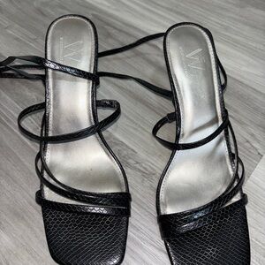 Worthington Black Textured Strappy Heels
